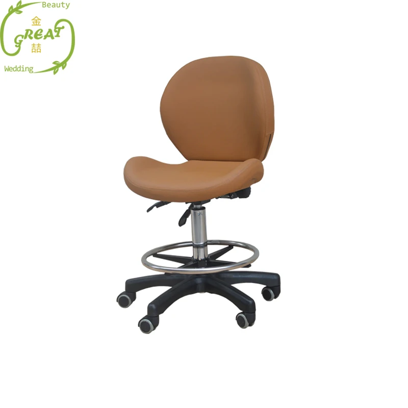 Salon Rolling Barber Stool With Adjustable Height And 360 Degree Rotation Casters Swivel Stool