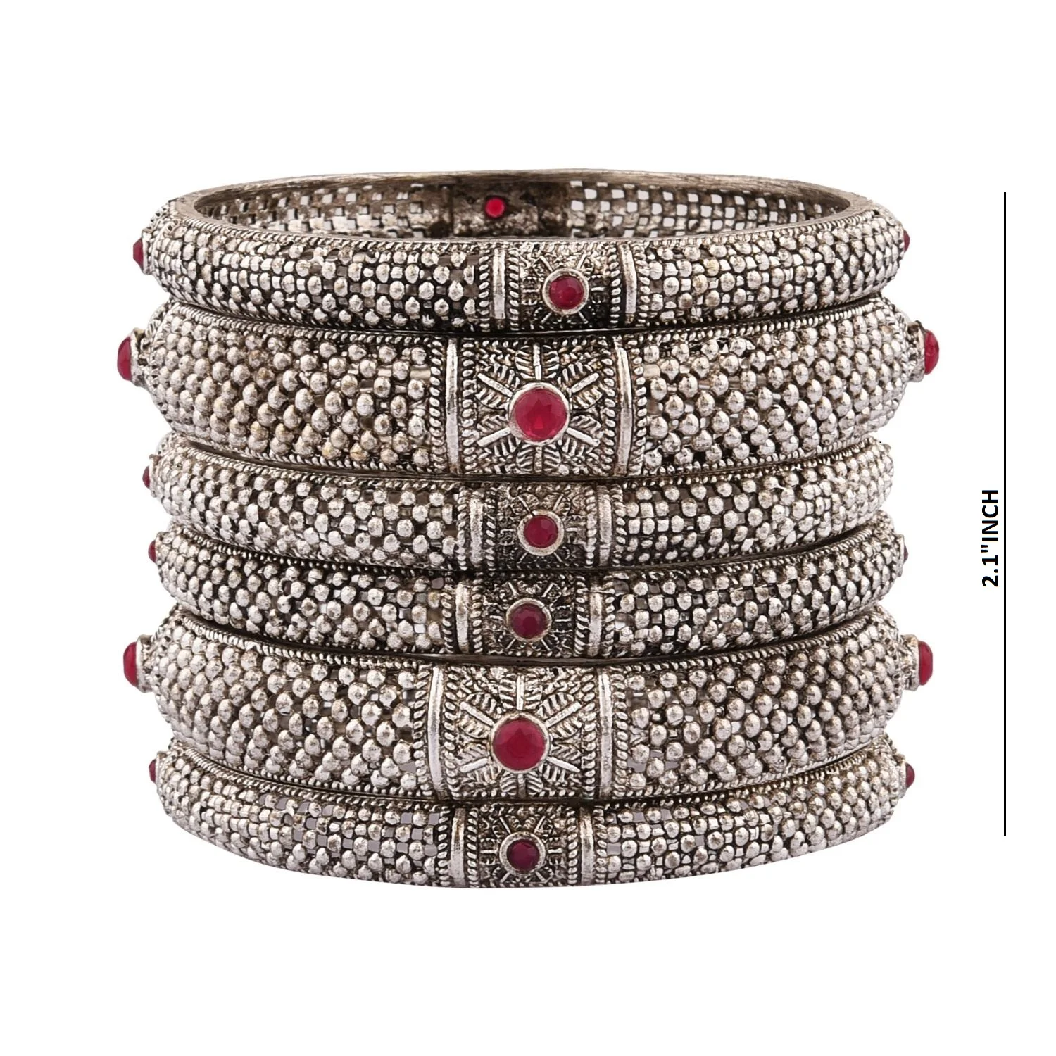 Boho Tribal Antique Oxidized Indian Jewelry Bracelet Bangle Set for Women Girls (6 pc)