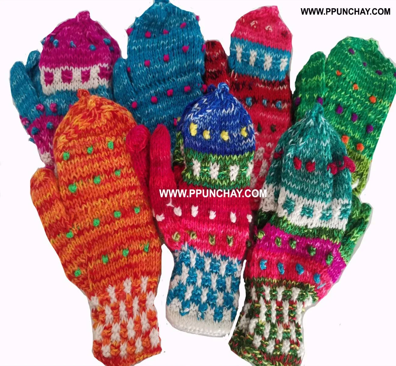 Alpaca Gloves Mittens Handmade Soft Ppunchay Peru Andean Ethnic Hand knitting