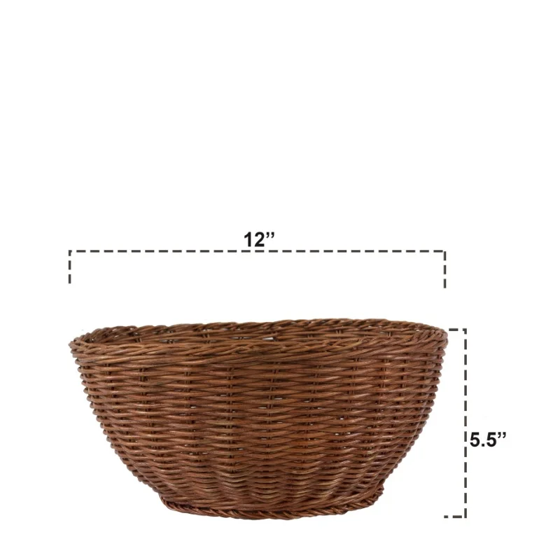 Made in Vietnam Wholesale Round Rattan Bread Basket Rattan Basket Handmade Supermarket Wicker Basket for Vegetables & Bread