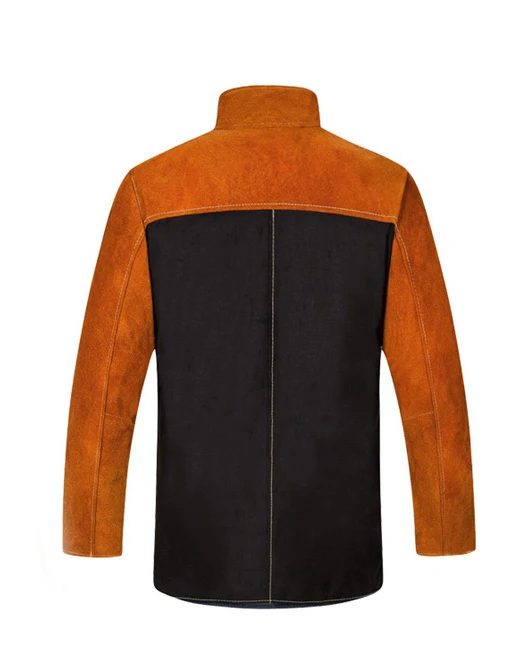 Premium Quality Yellow Split Cow Leather Welding Cape Sleeves With Detachable Leather Bib Welding Apron