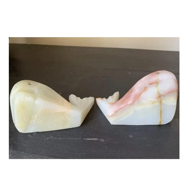 High Quality Cute Marble Fish Statue Onyx Fish Figurine for Home Decoration Gifts Hand-Carved Animal Model Engraving Technique