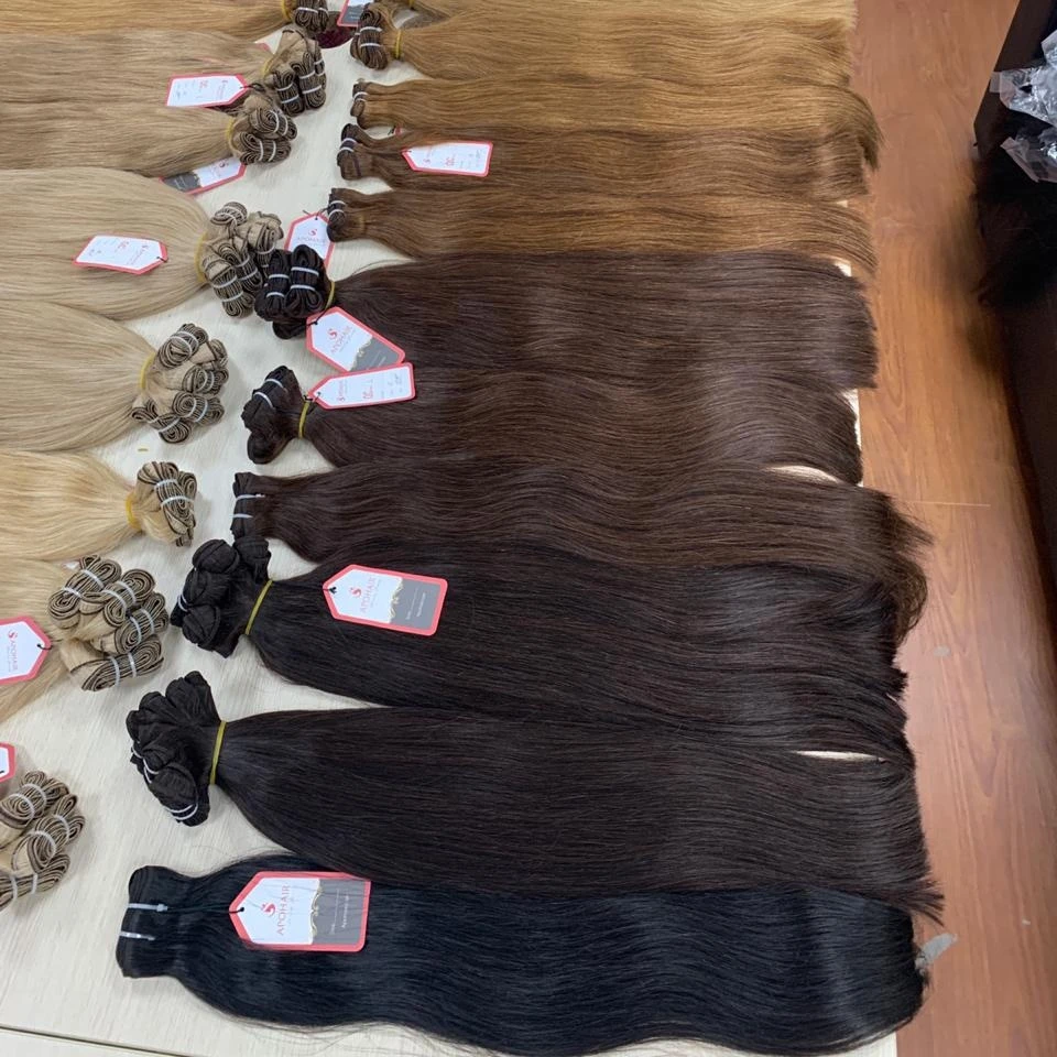 
100% Virgin Cuticle Aligned Human Hair Extension,virgin human hair wholesale double drawn quality, straight hair machine sewing 