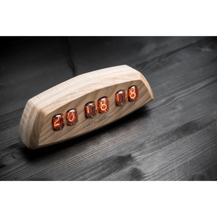 Past Indicator Co. hand crafted nixie clock ashwood casing designer made room decor accessory, desk clocks