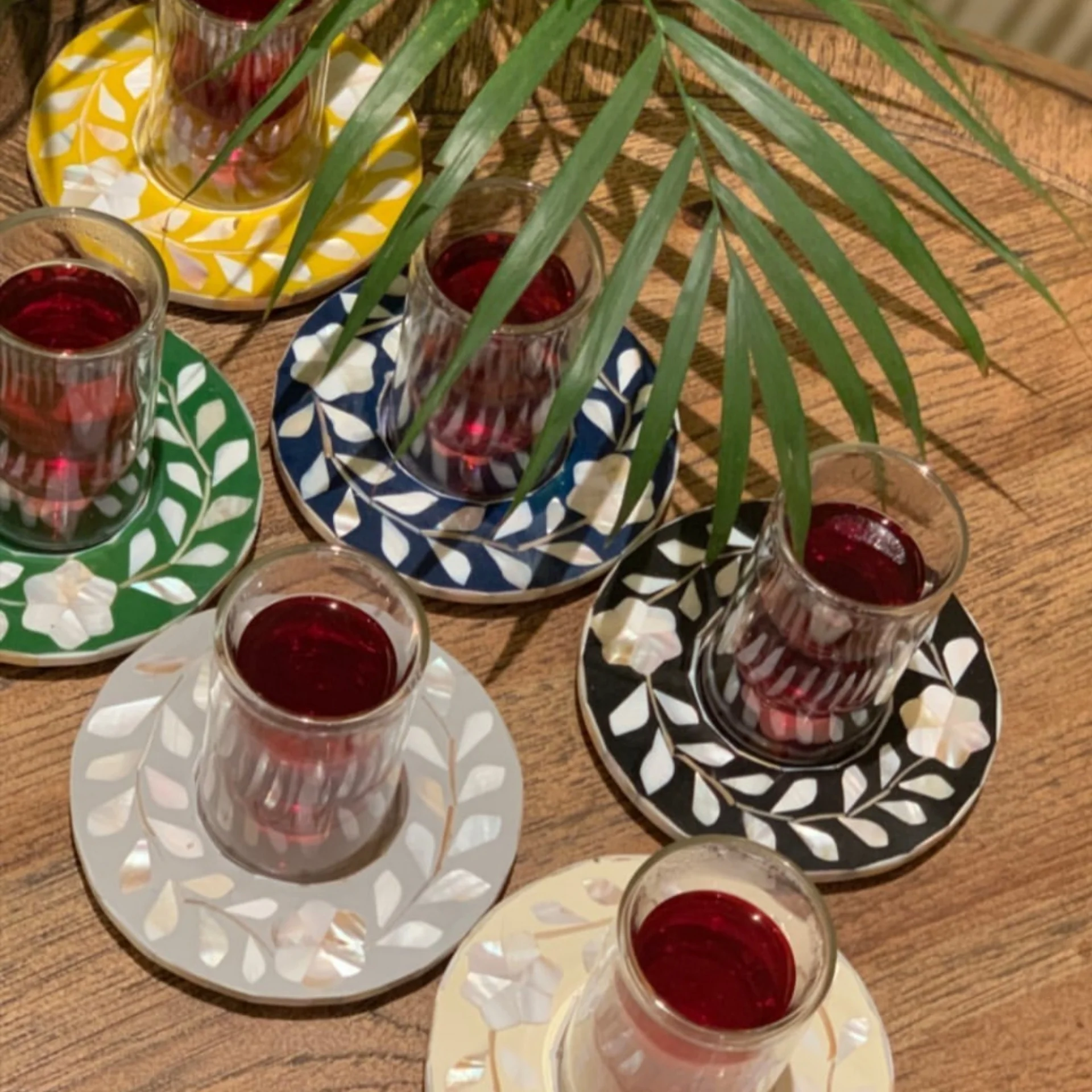 NEW DESIGN MOTHER OF PEARL TEA PLATE SAUCER GULF UAE DUBAI