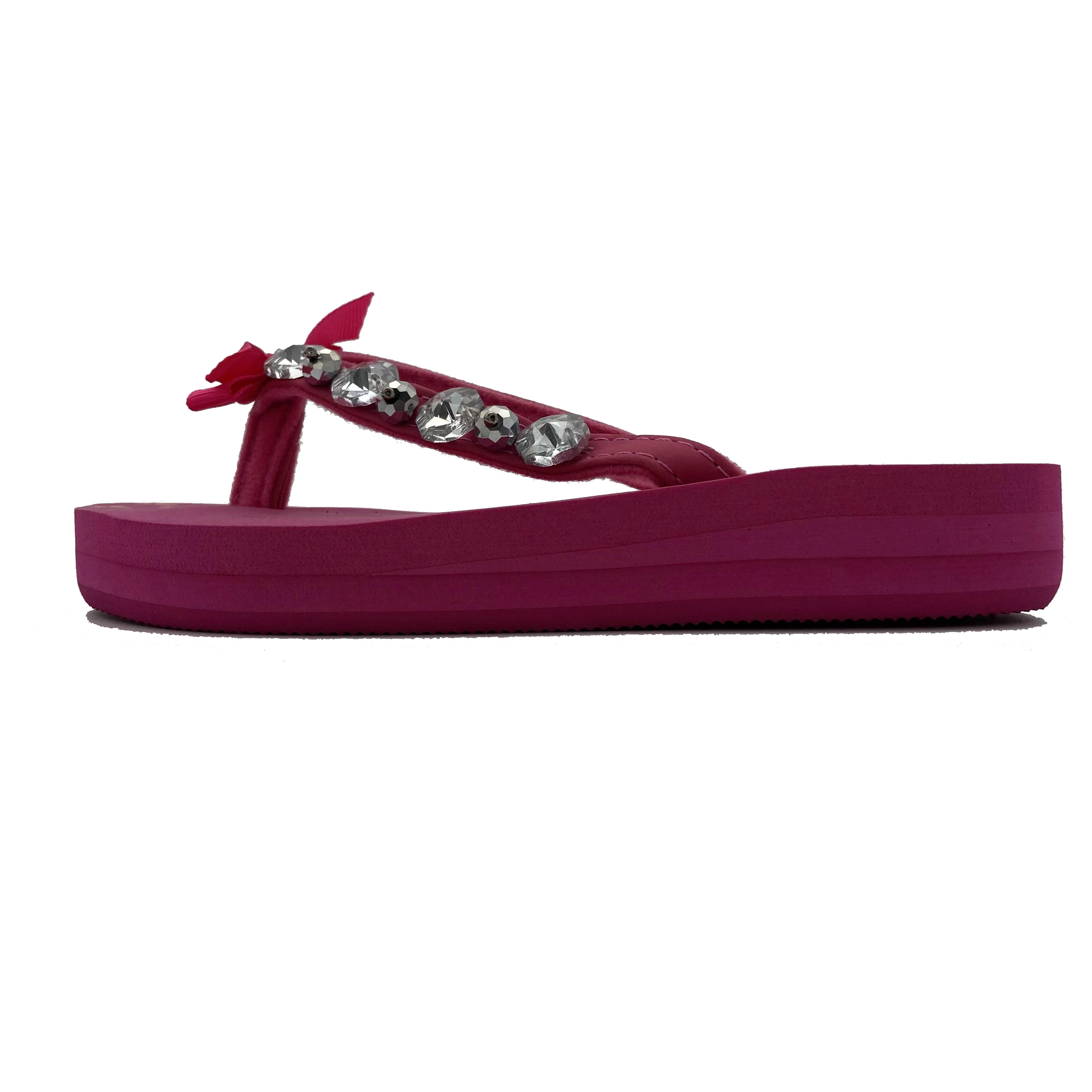 
Top sale kid rhinestone high heel ladies flip flops 