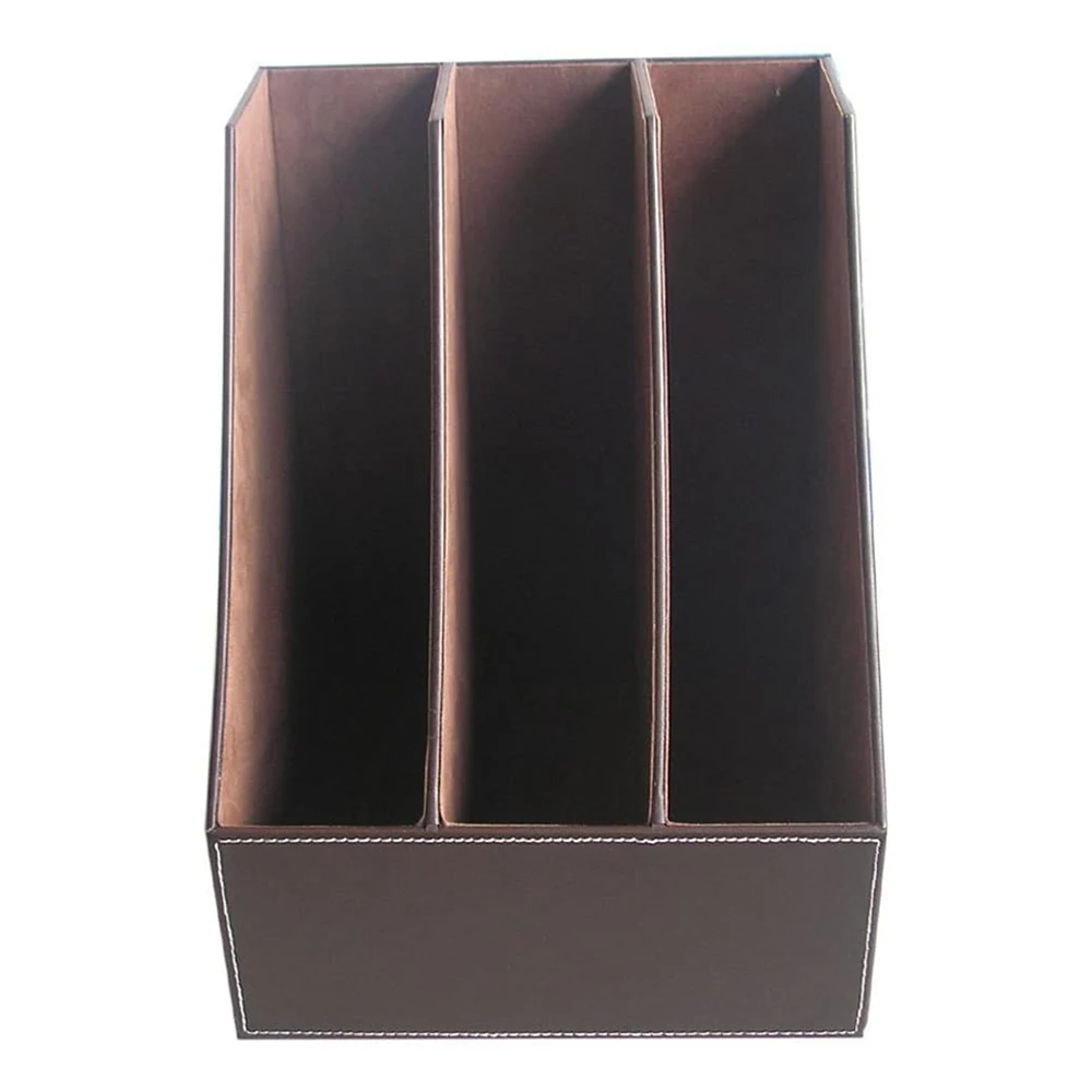 Office Magazine Holder Leather / Wood Office Desktop Original Brown Color Magazine Organizer