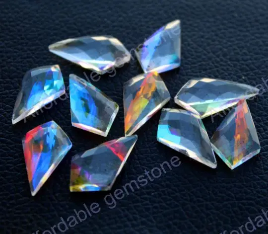 Mystic quartz shield shape stone top drilled gemstones handmade stone jewelry making gemstone mystic quartz jewelry mystic bead