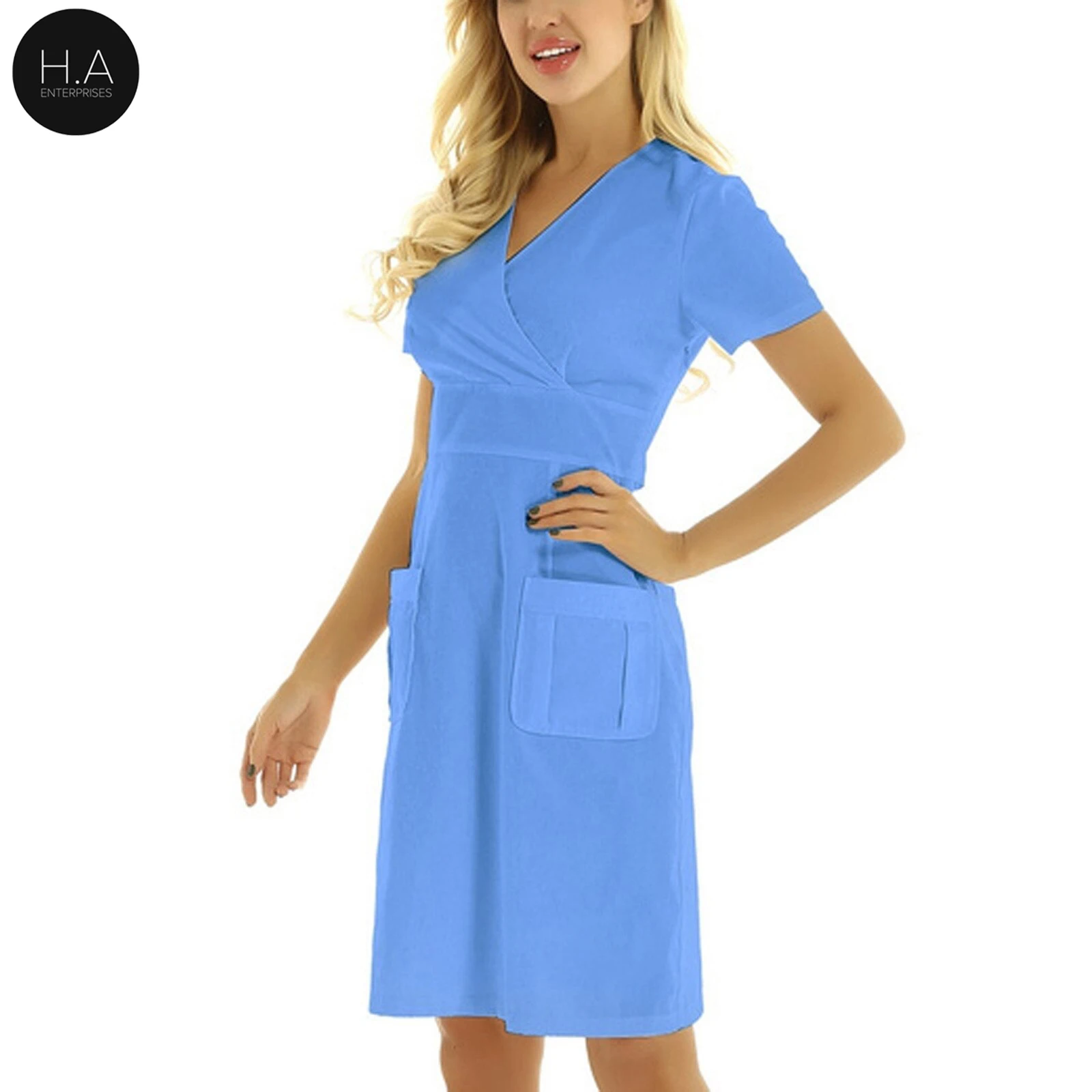 Платье для медсестры летняя униформа женское черное платье спа однотонная одежда здоровья клуба работы медсестер