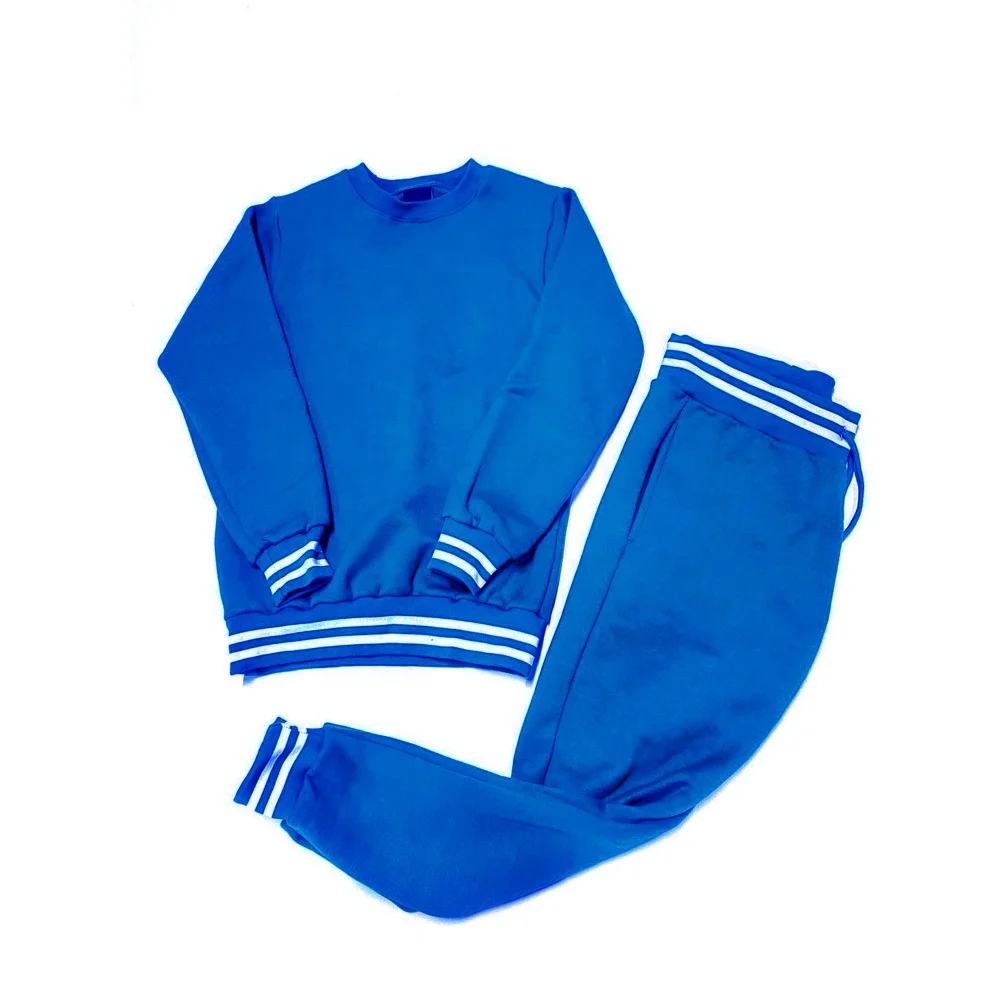 Custom Made Unisex  Fleece Sweatsuit Crew Neck Sweatshirt & Jogger Set Plus Solid Color Ribbed On Cuff & Hem Running Tracksuit