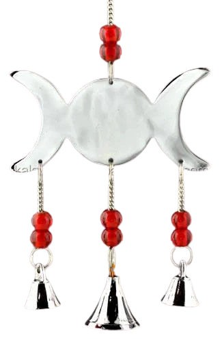 Brass bell wind chime with beads in white finish Pentagram Wind Chine Bell For Home Decoration