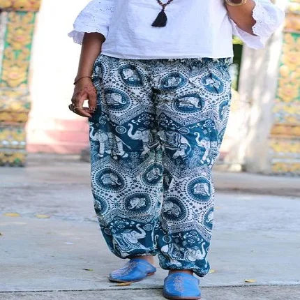 2020 Woman Baggy Elephant Harem Pants online wholesale-Elephant Print Yoga Harem Pant-Thai Fisherman Elephant Harem Pant
