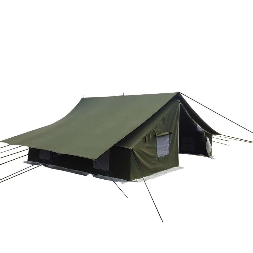 Military Cotton Canvas Small Wall Army Tent Ridge Pole Tent Custom Color Canvas Camping Military Olive Ridge For Emergency Reli