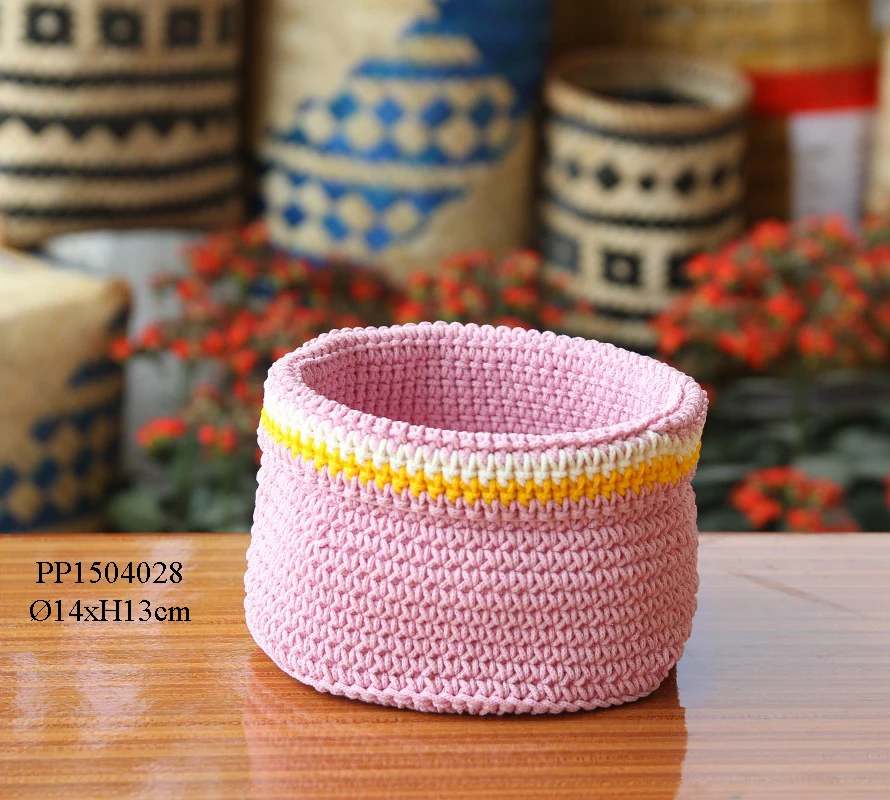Wool Polypropylene Yarn Crochet Handmade Storage basket From Vietnam Yarns Knitting Crochet Hand For Decoration