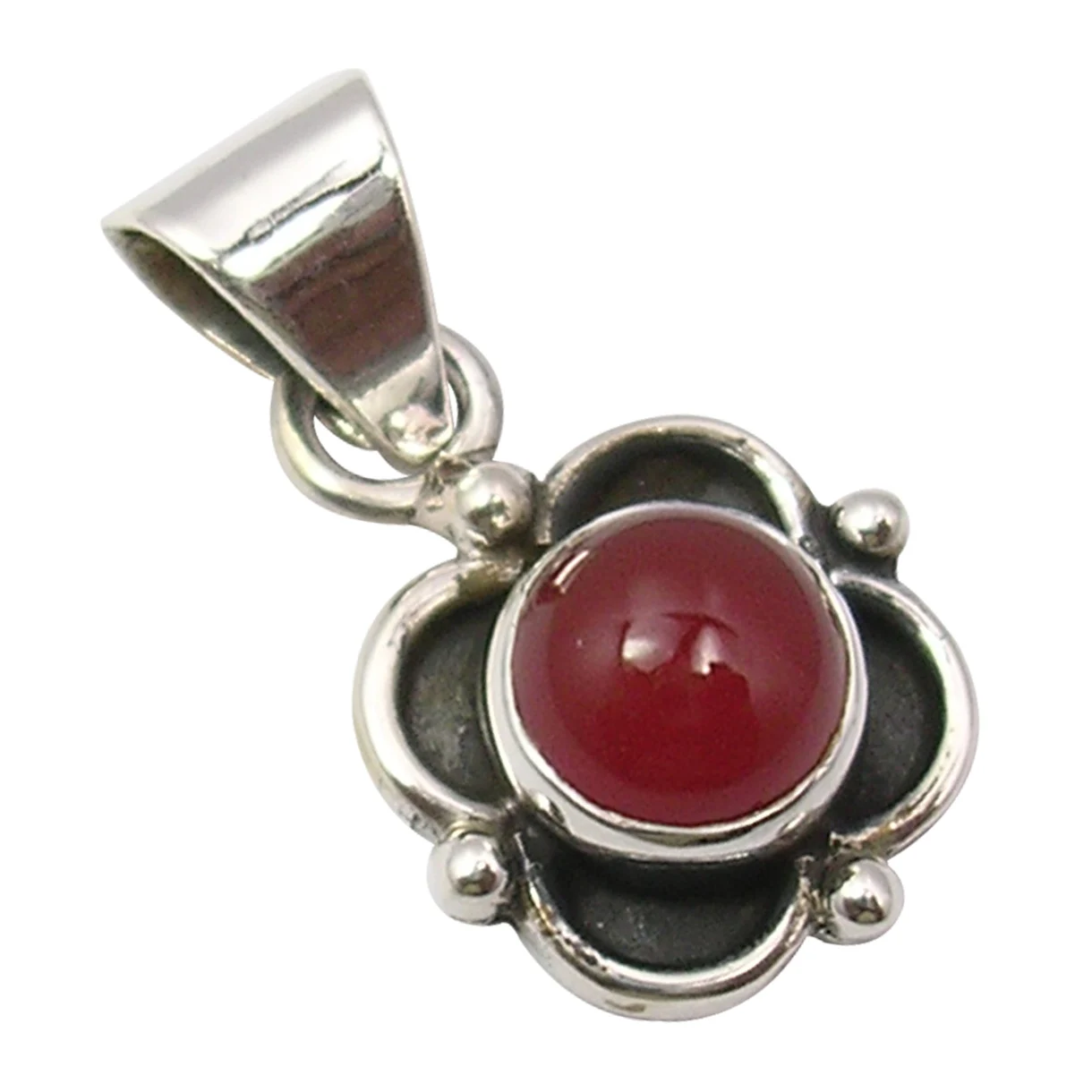 
925 Sterling Silver RED CARNELIAN Stone OXIDIZED VINTAGE STYLE Pendant 0.9