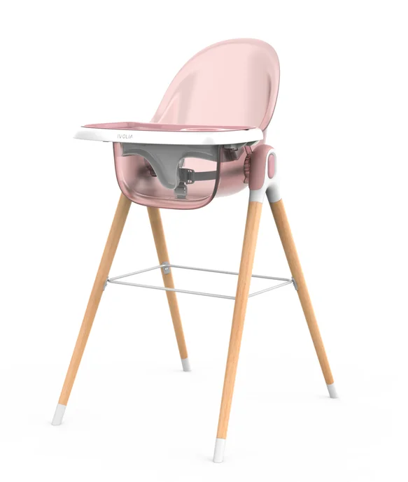 IVOLIA Baby High Chair Baby Plastic Feeding Chair Multifunctional Wooden Dining Chair