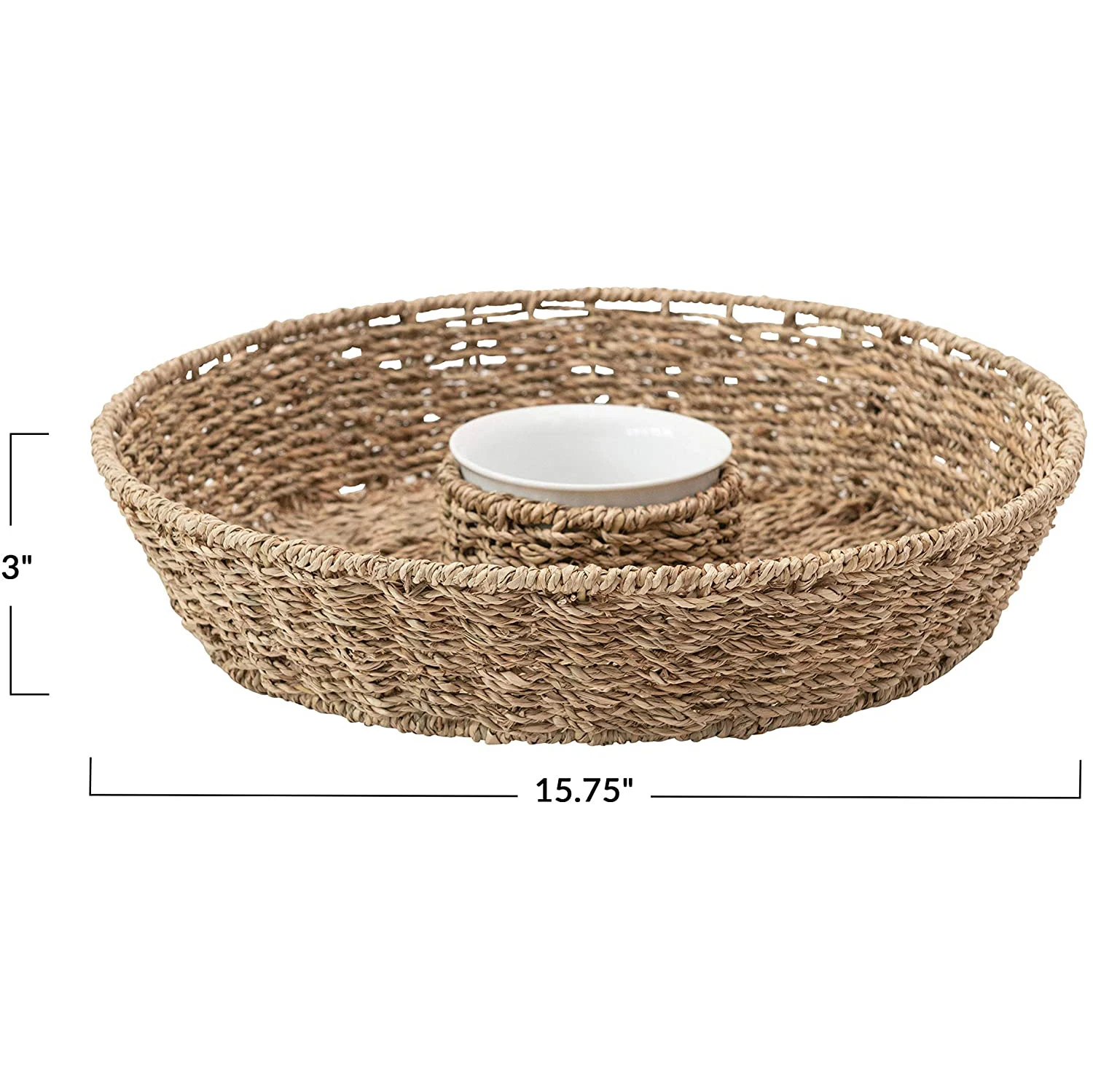 Экологичная оптовая продажа натуральная плетеная корзина для морских водорослей ручной работы с керамическими чипами и чашей окуня сервировочный поднос закусок из