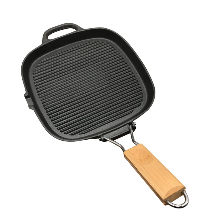 Cast Iron Square Grill Pan Pre-Seasoned Skillet Pan with Handle  Cast Iron Griddle Pan  for Grilling  Frying Sauteing