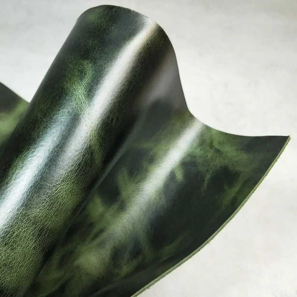  Винтажная масляная дубленая кожа толщиной 2 0 мм Crazy Horse зелёный первый слой воловьей кожи