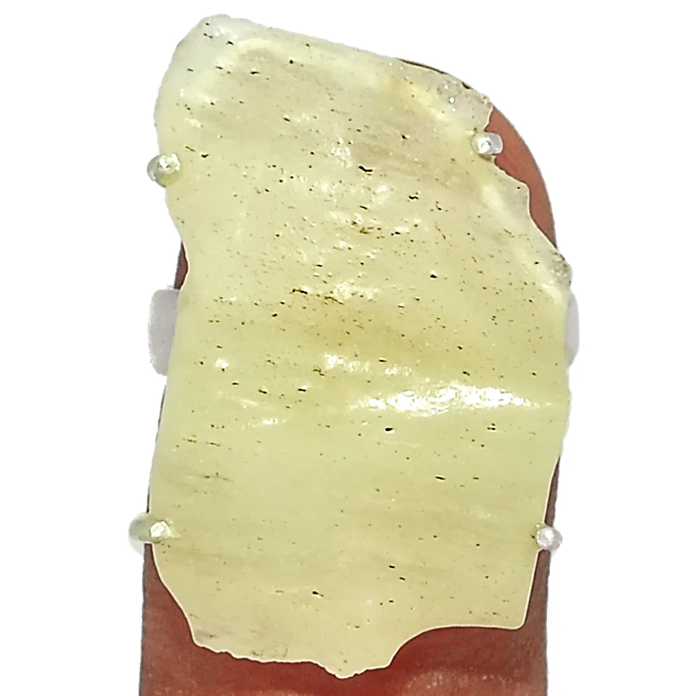 Ливийская пустыня стеклянные большие камни кольца из стерлингового серебра по разумной цене индивидуальные цветные кольца для женщин