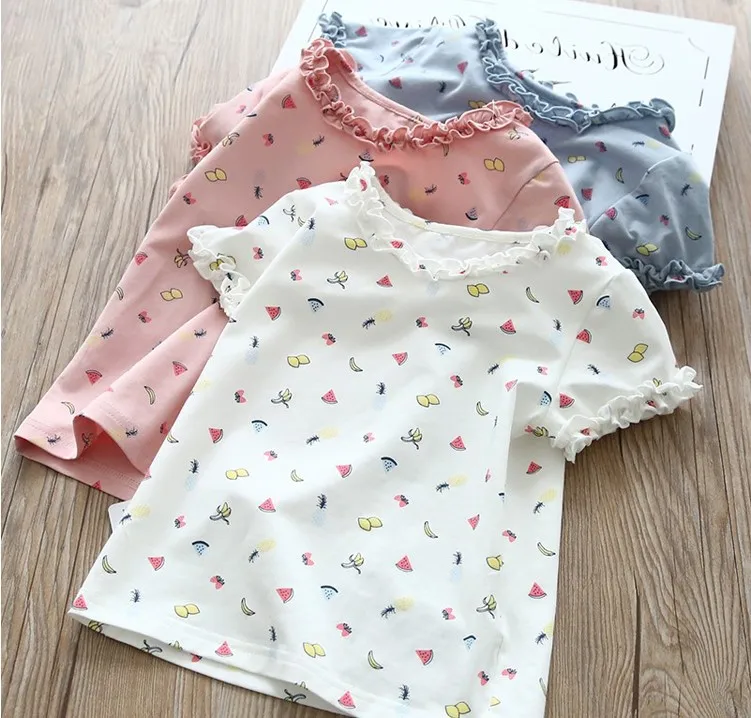High quality fancy kids clothes baby cotton custom printing t-shirt design for girls kids