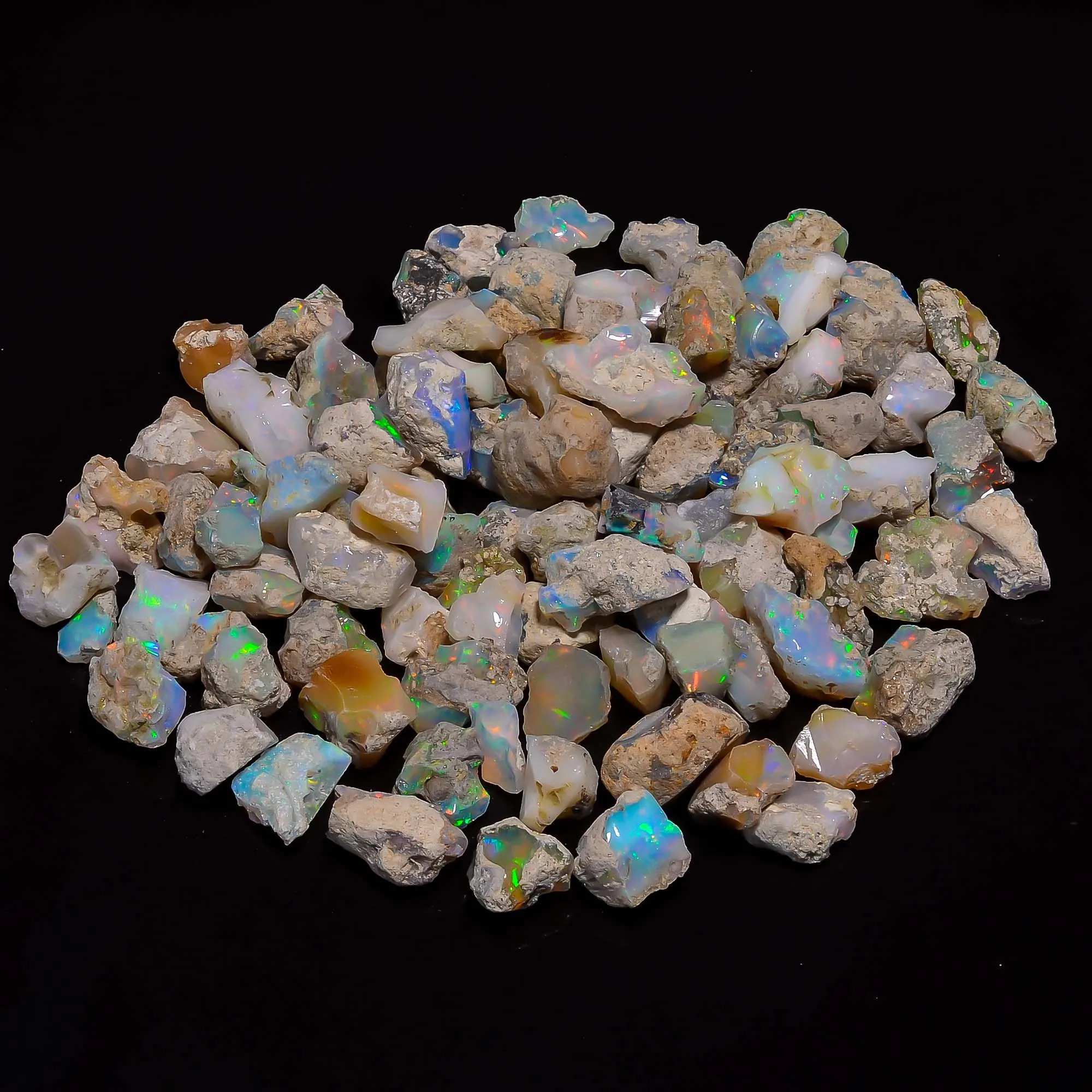 Натуральный огненный опал Welo, Эфиопский грубый драгоценный камень