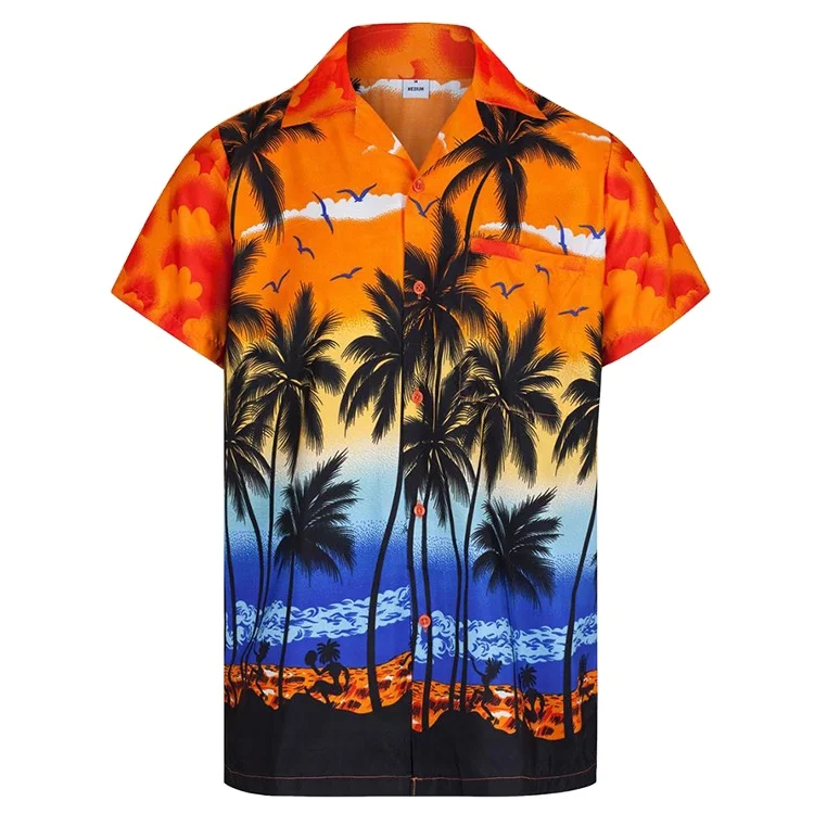 custom 100% polyester printed shirt for men hawaiian shirts wholesale