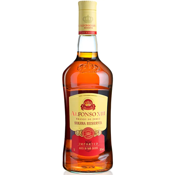 Aged 3 Years Distilled Wine Spirits Bottle Packaging Jerez American Oak Casks 36% Alfonso XIII Brandy