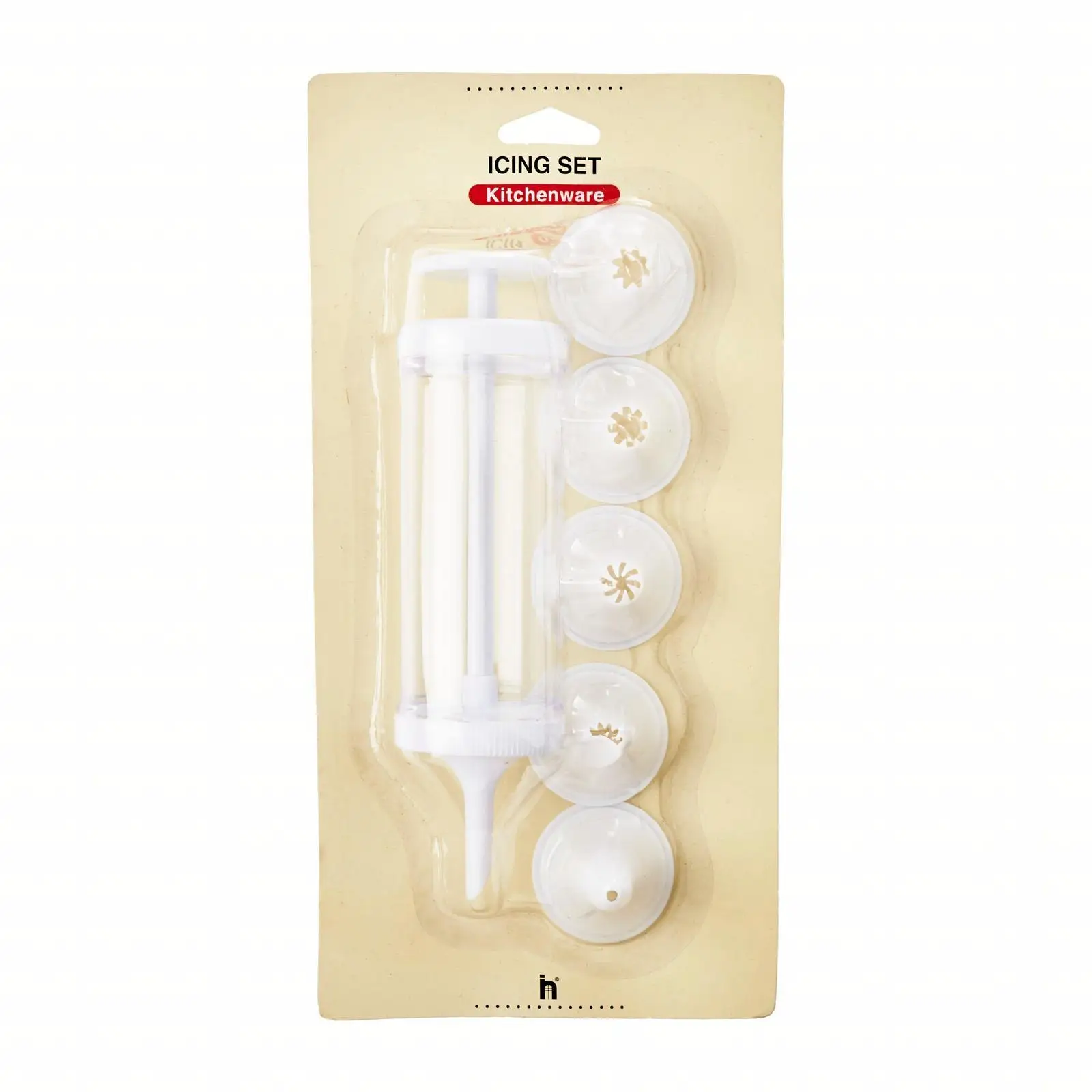 Kitchenware Easy to Clean Plastic Piston with 6 Nozzles White Color Icing Set Make of High Grade Materials