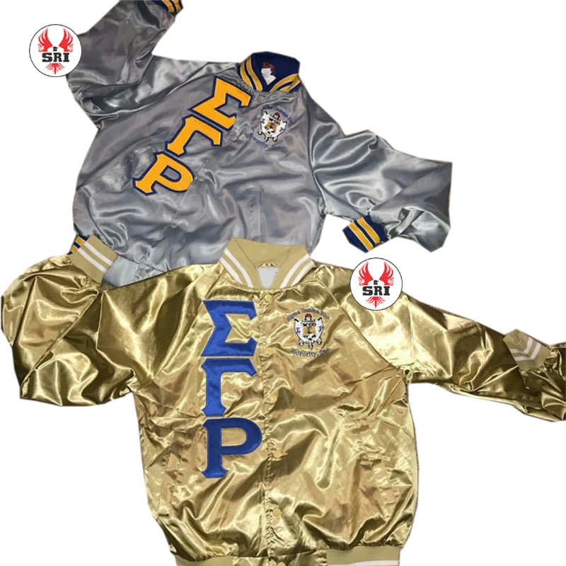 Sigma Gamma Rho Sorority Embroidery Women Satin Jacket | SGRHO Sorority Embroidered Ladies Customized Silk Jacket