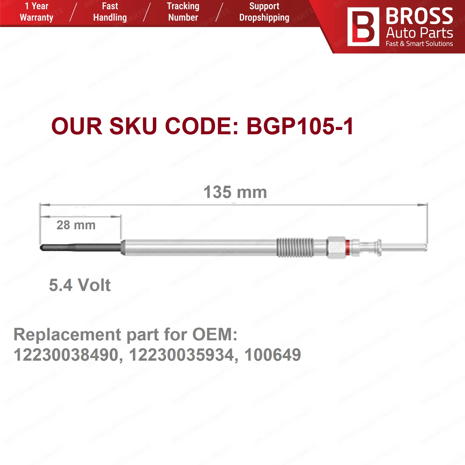 BGP105-1 4 шт. запальной свечи отопитель 5 вольт 12230038490 12230035934 100649