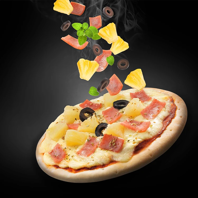 
Singapore Normal Snack Frozen Mixed Blended Taste Hawaiian Baked Mushroom Spinach Round Pizza In Boxes 