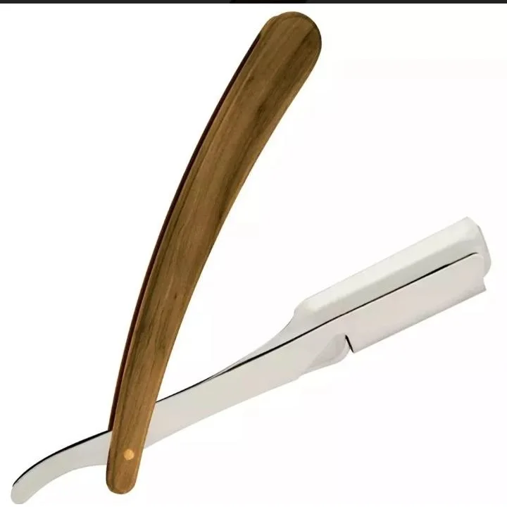 Wooden Handle Chic Straight Barber Edge Steel Razors Shaving Knife Folding Men Vintage Straight Edge Metal Hair Razor