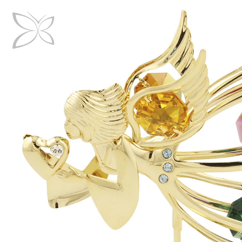 Crystocraft Luxury Gold Plated Metal Crystal Angel Figurine Decorated with Brilliant Cut Crystals