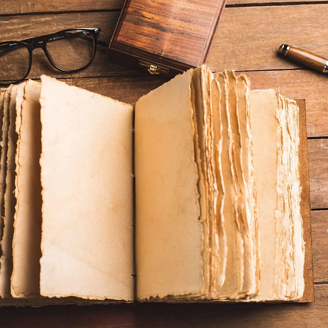 Gift for All! Handmade Antique Deckle Edge Paper Leather Sketchbook - Book of Shadows Journal - Thick Journal - Vintage Journal