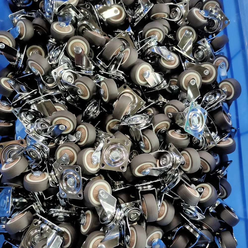 Готовые к отправке в наличии M6 резьбовые Стволовые мебельные ролики 2-дюймовые колеса TPR поворотные бесшумные колесики