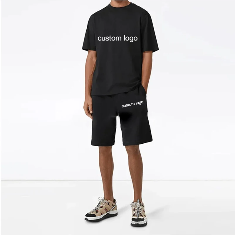 Men Custom logo shorts set short sleeve t-shirts sports shorts two piece sets for men 2022