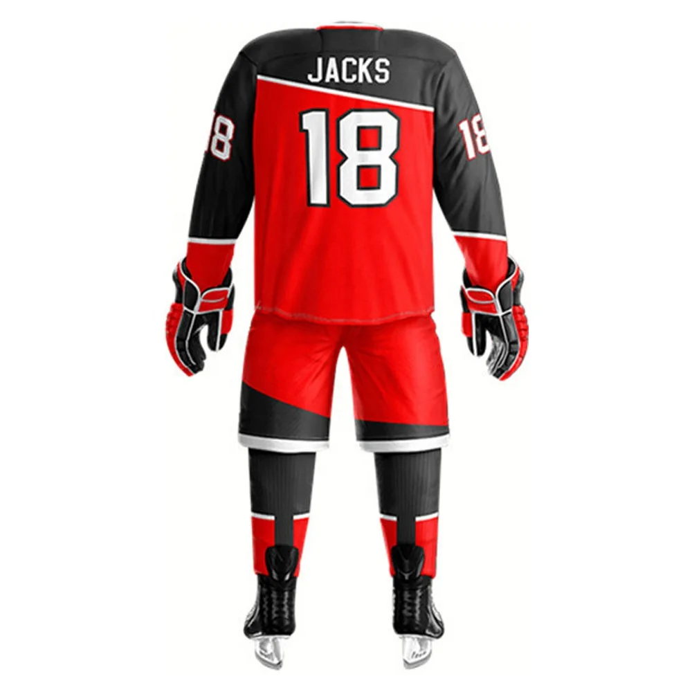 Design Your Own Logo Ice Hockey Uniform Factory Manufacturing 100 % Polyester Uniform Hockey