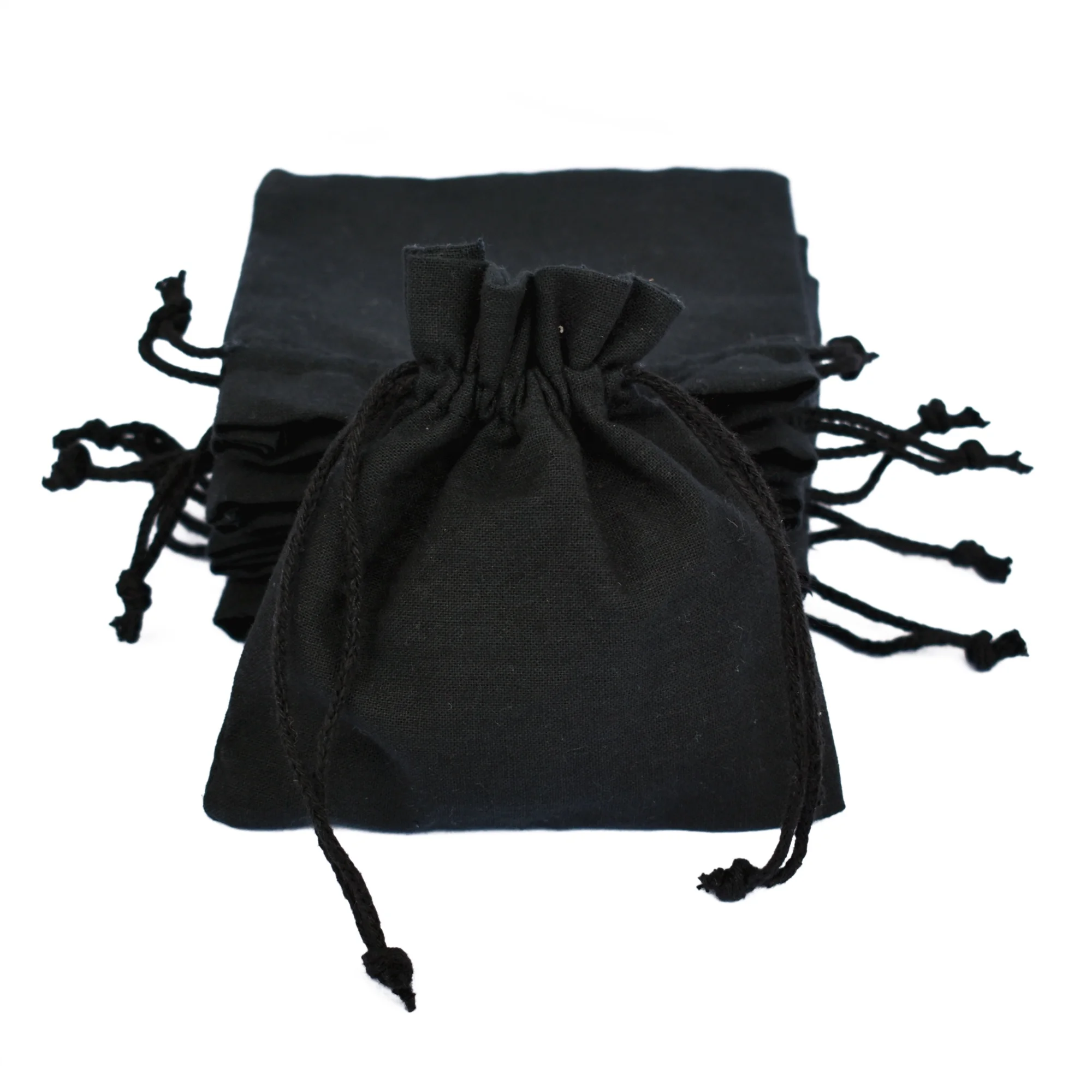 Hot Selling Cotton Drawstring Jewelry Packaging Pouch Indian Handmade Customize Logo Black Wedding Favor Gift Bag Wholesale
