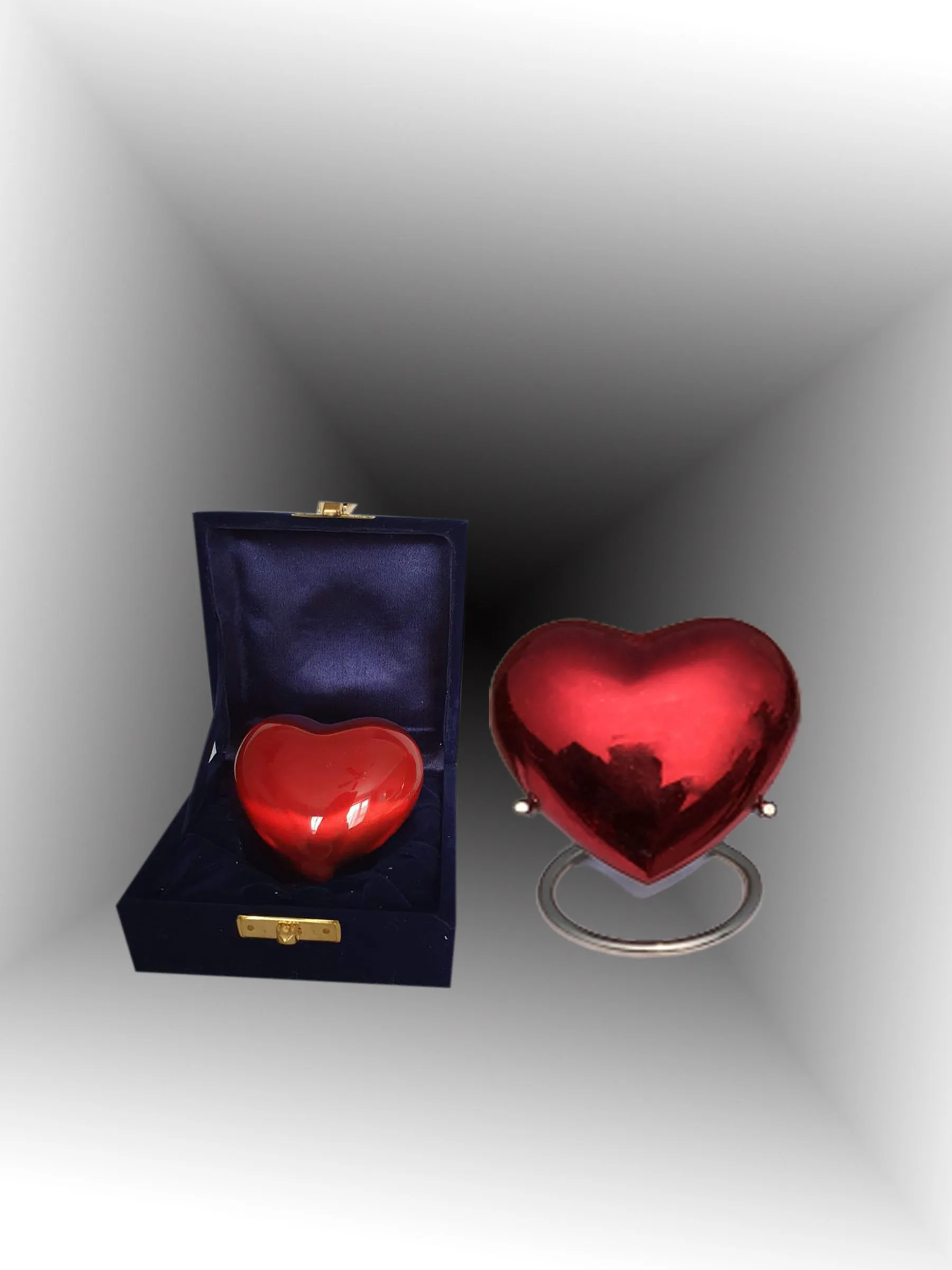 Ravishing Brass Heart on Stand with Hand Carved Rose Designer Cremation Urn