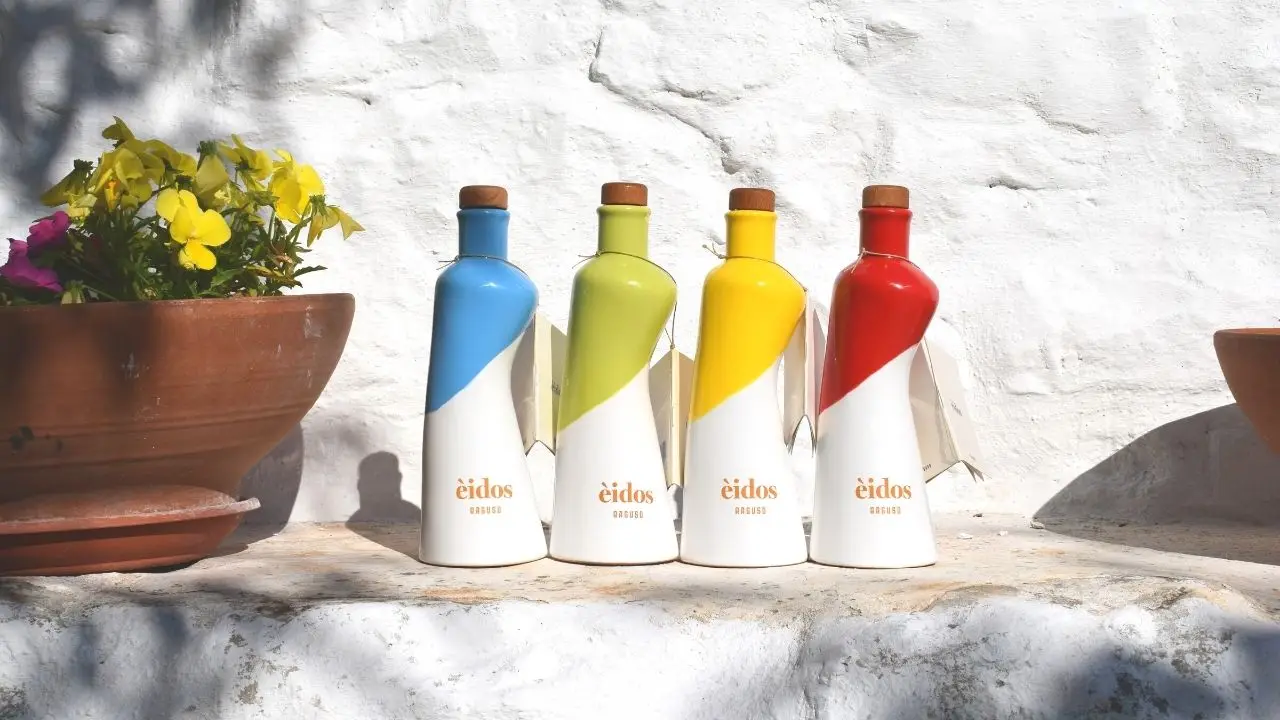 Olive Oil Cruets - Handmande Italian Design Ceramic with Premium Extravirgin Italian Olive Oil - Frantoio Raguso