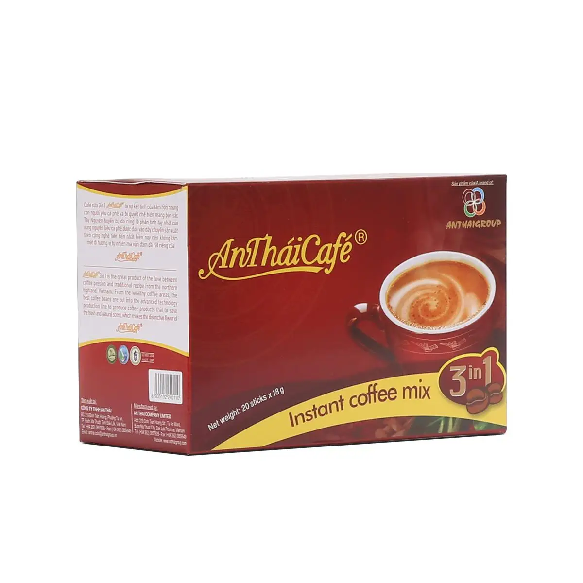 AnThaiCafe традиционный вьетнамский растворимый кофе 3 в 1 бестселлер крепкий и сливочный менее сладкий вкус Премиум OEM оптом