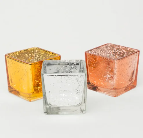 home decor empty square glass candle jars