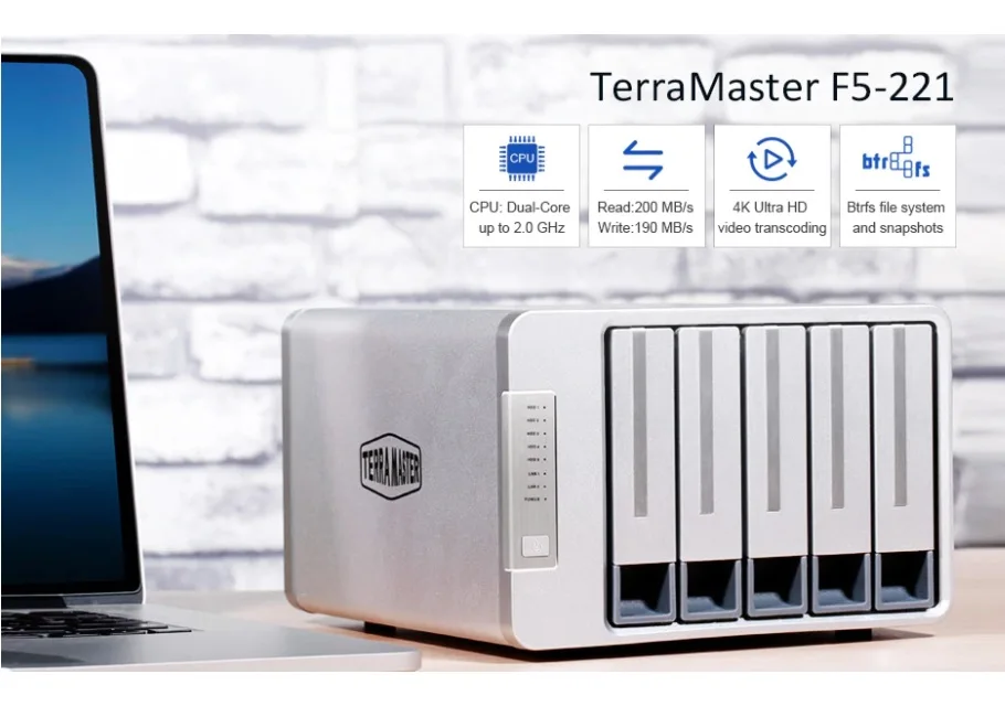  Оптовая продажа TerraMaster F5-221 5-Bay NAS для малого бизнеса и индивидуального хранения в облаке новый производитель хорошо