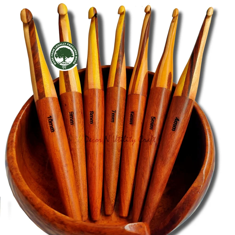 Handmade Wooden Yarn Bowls for Knitting and Crocheting Customized Knitting Bowl with No-slip Pad crochet hooks for knitting