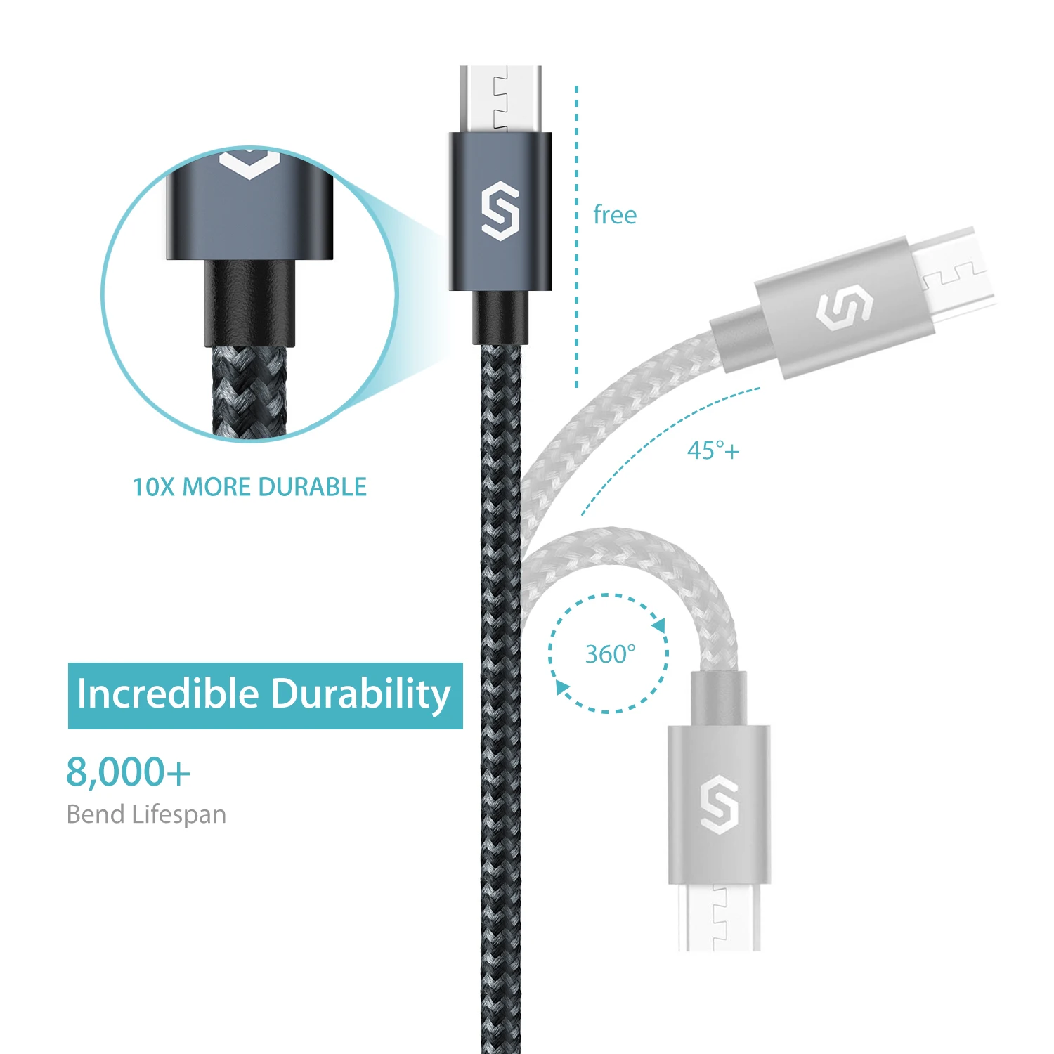Micro USB Дата-кабель Быстрая зарядка 1 м черный