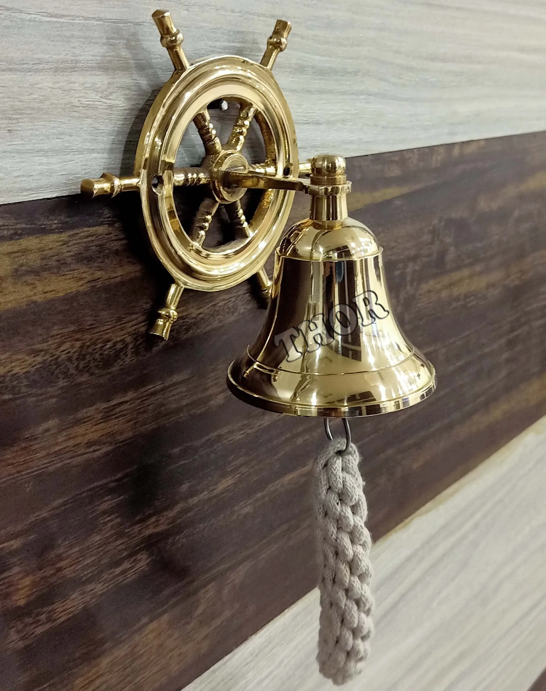 Настенный колокольчик латунный полированный наконечник для ужина комнатный/уличный морской монтажная фурнитура кронштейн корабля лодки Морской Декор