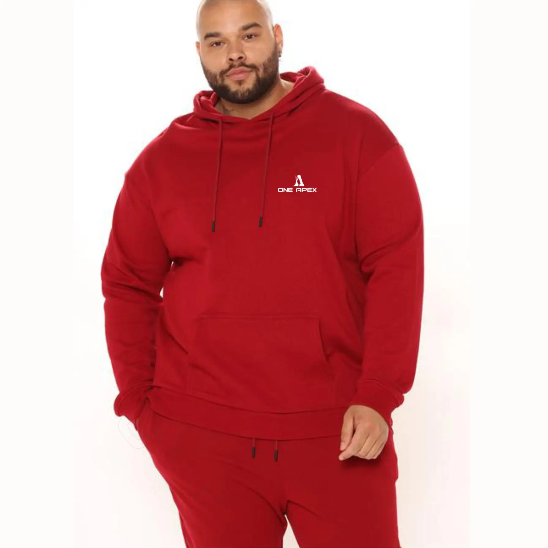 Men Plain Custom Tracksuit OEM  Maroon Slim Fit Gym Fitness Pullover Hoodie Tracksuit set for Men by One Apex