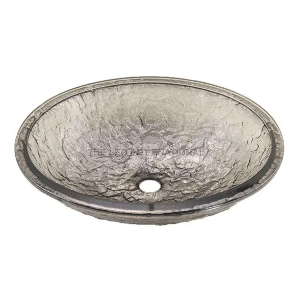 Hammered copper metal silver matte sink bathroom basin undermount 19X19X7 Inch luxury wash basin high quality basin