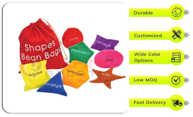 Leading Exporter of Double Stitched Primary Education Toys Kids Play Nontoxic Plastic Pallets Filled Inside Tossing Bean Bags